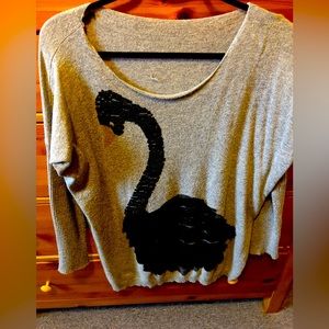 Oversized sweater with Black Swan sequin and lace design